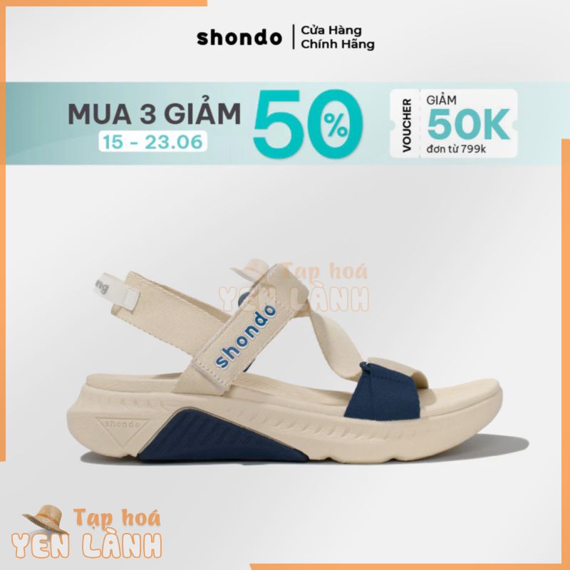 Giày Sandals Nam Nữ Shondo F7 Racing Be Phối Xanh Dương F7R2530