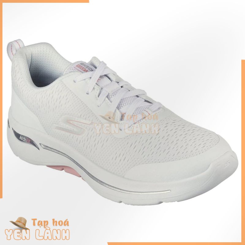 Giày thể thao nữ đi bộ full trắng chính hãng Skechers 124887-WLPK