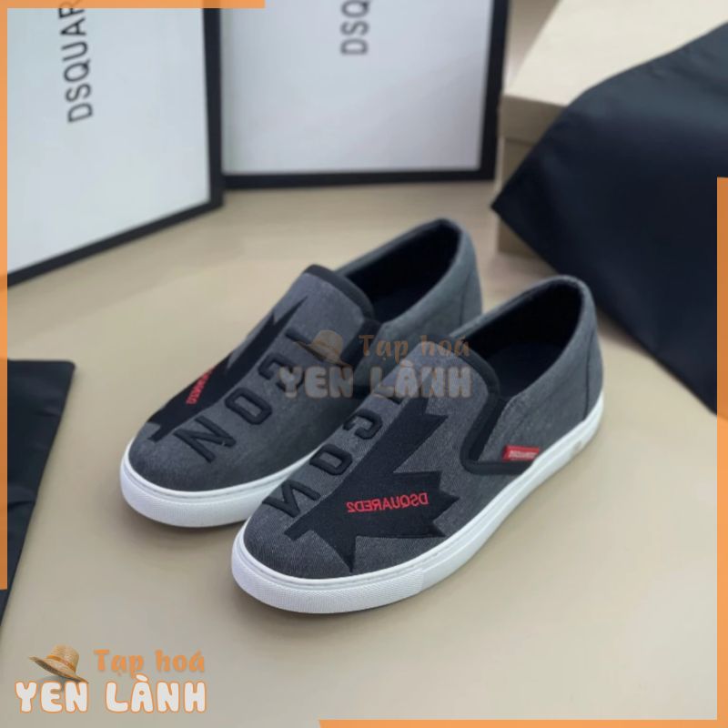 [ Siêu phẩm mới ] Giày Slipon Dsquared icon vải jean bò logo thêu LA on web fullbox bill thẻ phụ kiện