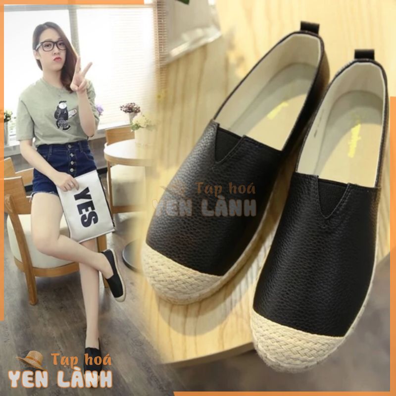 (ORDER) Giày slip on trơn phối đế cói BIG SIZE (40-43)