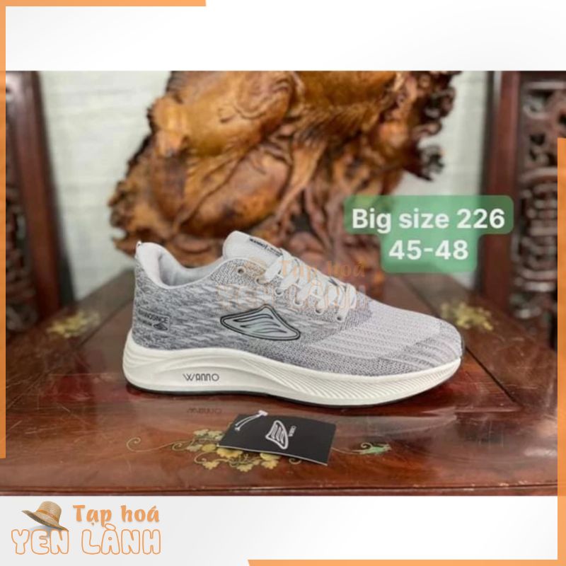 Giày thể thao sneaker wanno nam Xám, Đen, BIG SIZE 45 46 47 48, sản phẩm chính hãng, bảo hành 12 tháng