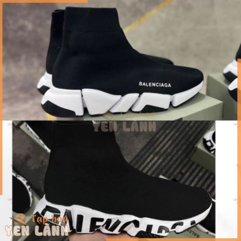 Giày Thể Thao Balen Cổ Chun Bản 2.0 Cao Cấp + ĐẾ Chữ, GIẦY THỂ THAO NAM NỮ Balen 2.0 SNEAKER KEM TRẮNG CAO CẤP HÓT TREND