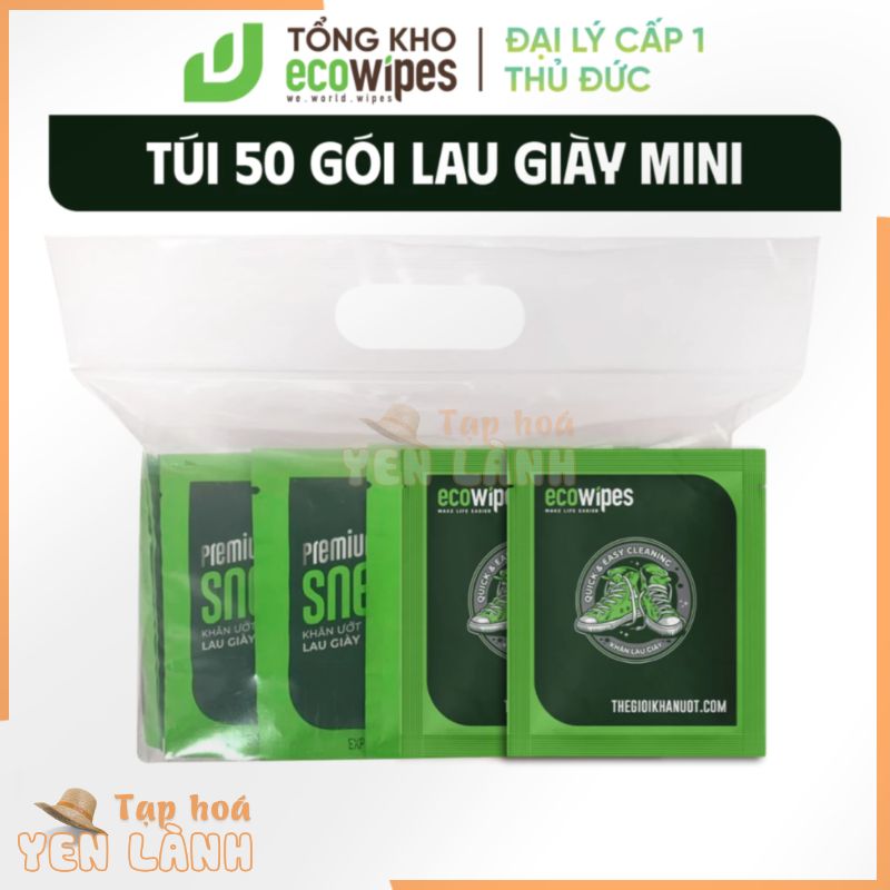 KHO THỦ ĐỨC_Túi 50 gói khăn ướt lau giày thể thao siêu tiết kiệm Sneaker Wipes