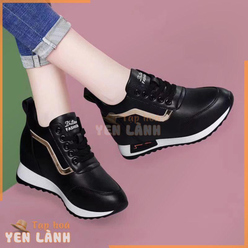 Giày thể thao nữ, sneaker nữ độn đế 7cm, chống hôi chân, chống trơn trượt, 2 màu trắng đen