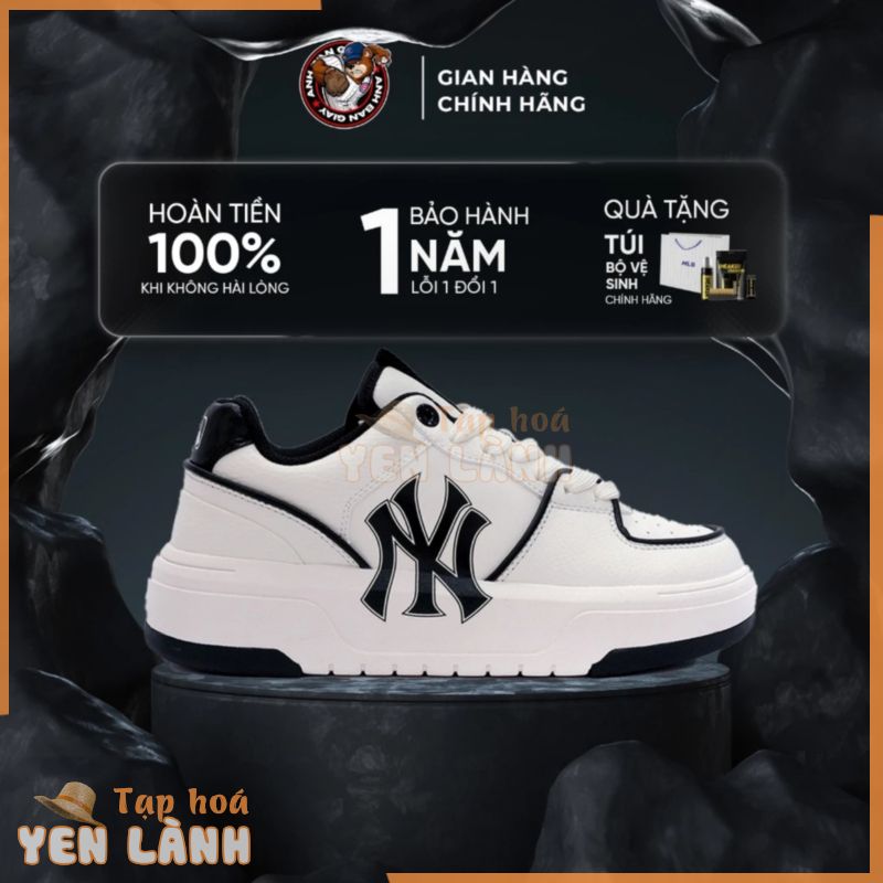 [ Full Box Hidentag ] Giày MLB Chunky Liner NY Màu Đen Trắng Chính Hãng, Giày Thể Thao Sneaker Nam Nữ Độn Đế Đi Học