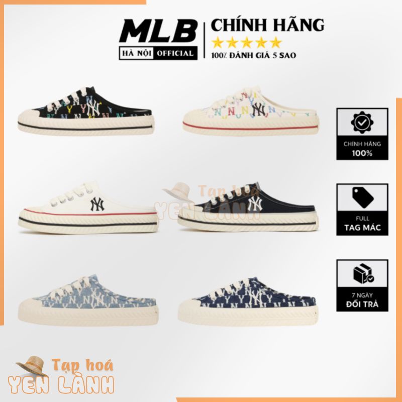 Giày Sneaker Mule Đạp Gót (Sục) Nam Nữ chính hãng MLB Mule Playball Origin NY Hàn Quốc