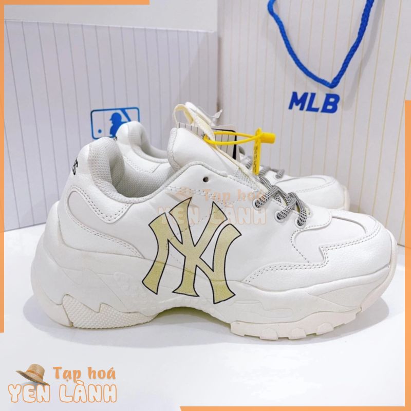 Giày MLB NY Vàng ⚡️   ⚡️ Giày Sneaker     Trắng chữ vàng hàng SF nam nữ FullBoxBill