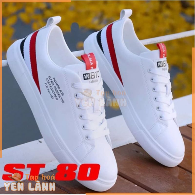 Giày thể thao Sneaker trắng viền đỏ nam nữ trẻ trung cao cấp (kèm ảnh thật)