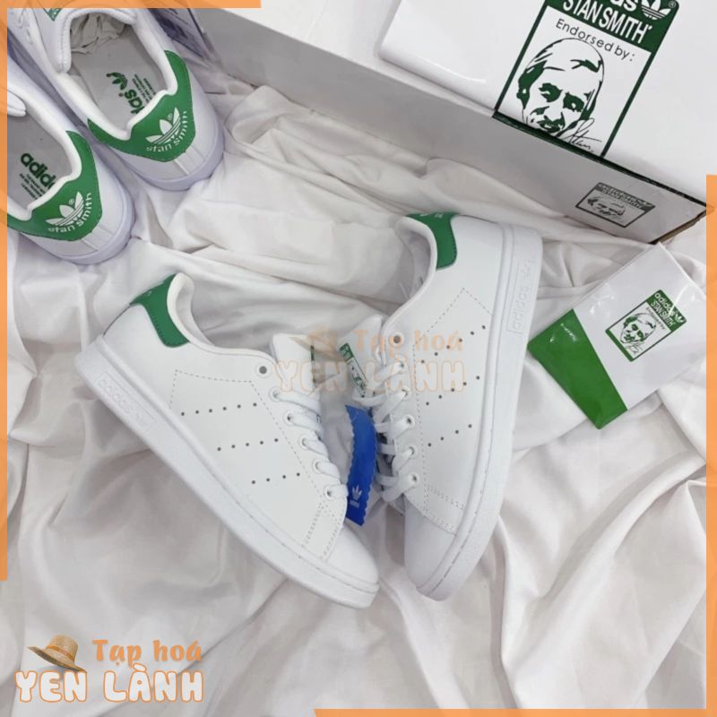 [ Free ship – Tặng tất ] Giày thể thao ADlDAS Stan Smith trắng gót xanh đen nam nữ Rep 1:1