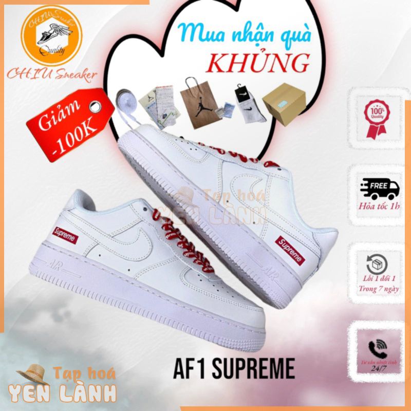 [ CHIU Sneaker ] Giày Sneaker nam nữ _Nike Air Force 1 Supreme bản cao cấp hộp rút giày nam nữ Af1 trắng supreme