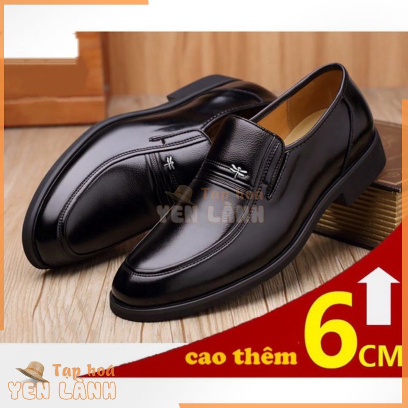 Giày tây nam da bò cao cấp – đế cao su non đi rất êm và mềm tăng chiều cao 5 đến 6cm khâu đế 2 lớp ( da bò nguyên tấm )