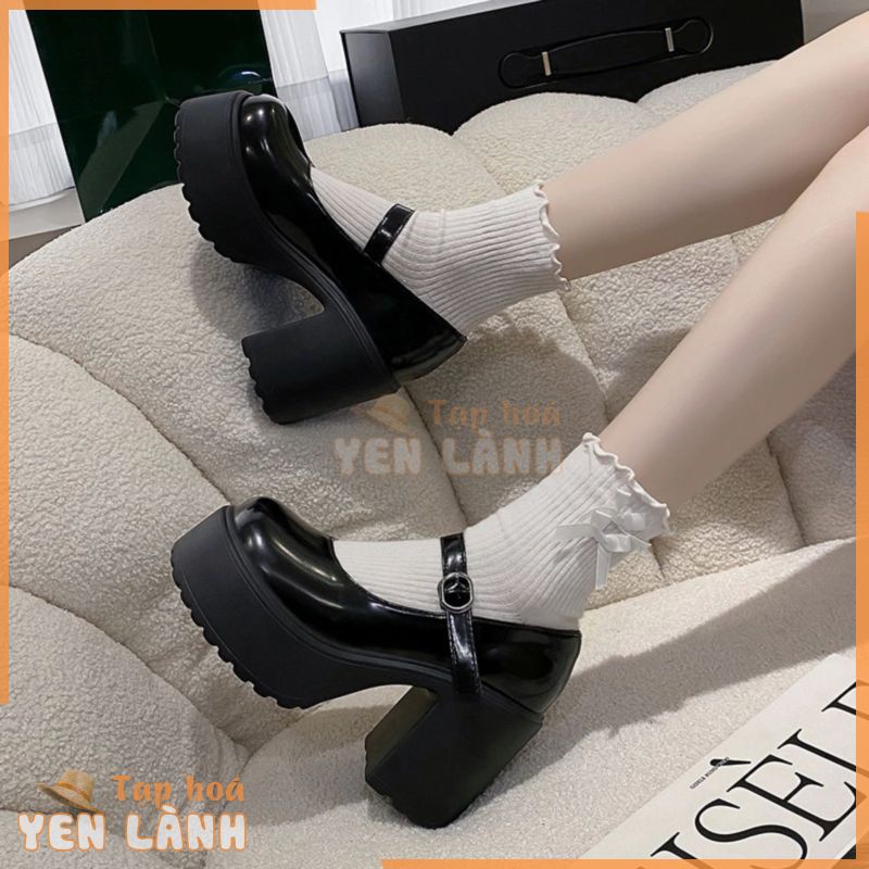 Giày Cao Gót 10CM Đế Dày Tăng Chiều Cao Cài Khóa Màu Đen / Trắng Phong Cách Thời Trang Lolita Dành Cho Nữ HZFWS2546