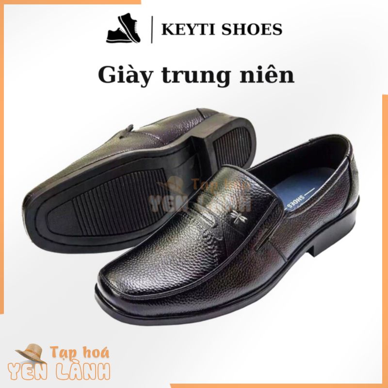 Giày Tây nam kiểu dáng trung niên, đế khâu chắc chắn, đế cao 3cm