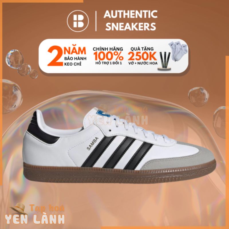 [CHÍNH HÃNG] Giày thể thao AD Samba OG Vegan trắng, giày sneaker nam nữ classic,retro, AUTH H01877