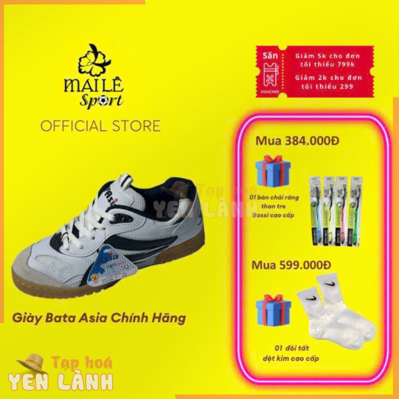 Giày thể thao Asia đế kếp, cầu lông, bóng chuyền, đi bộ viền đen – Giày KUUL