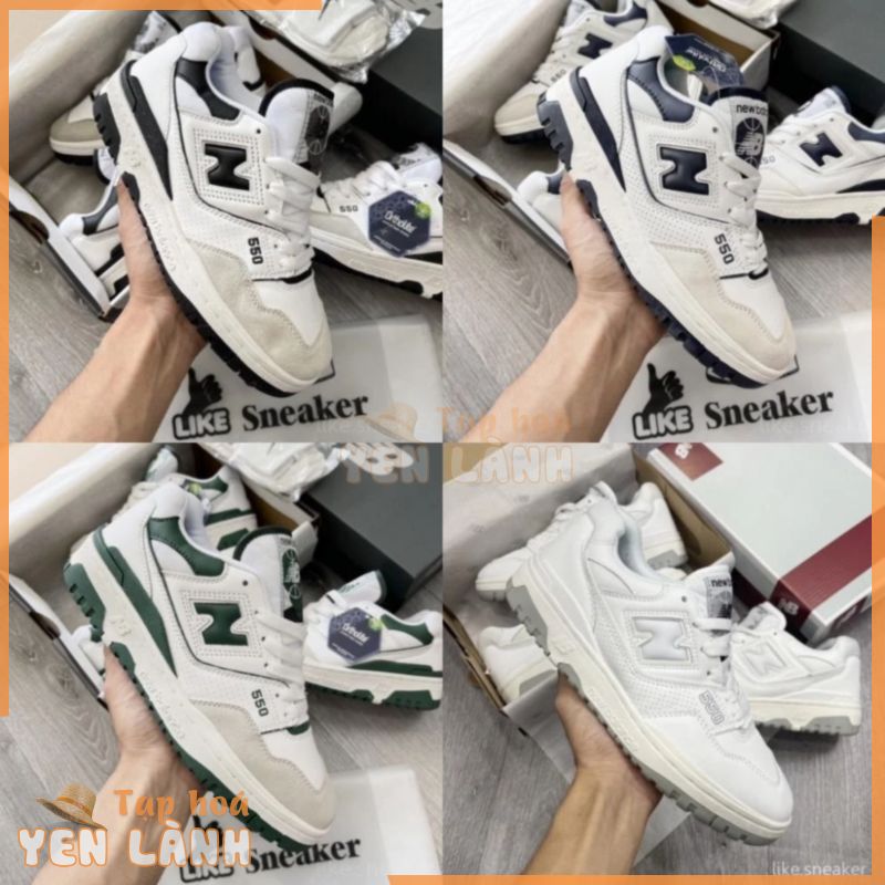 Giày Thể Thao NB 550, New Balance 550 ‘White Green, White Black’ , NB 550 Basic Xanh Đen Trắng full box bill hót 2022