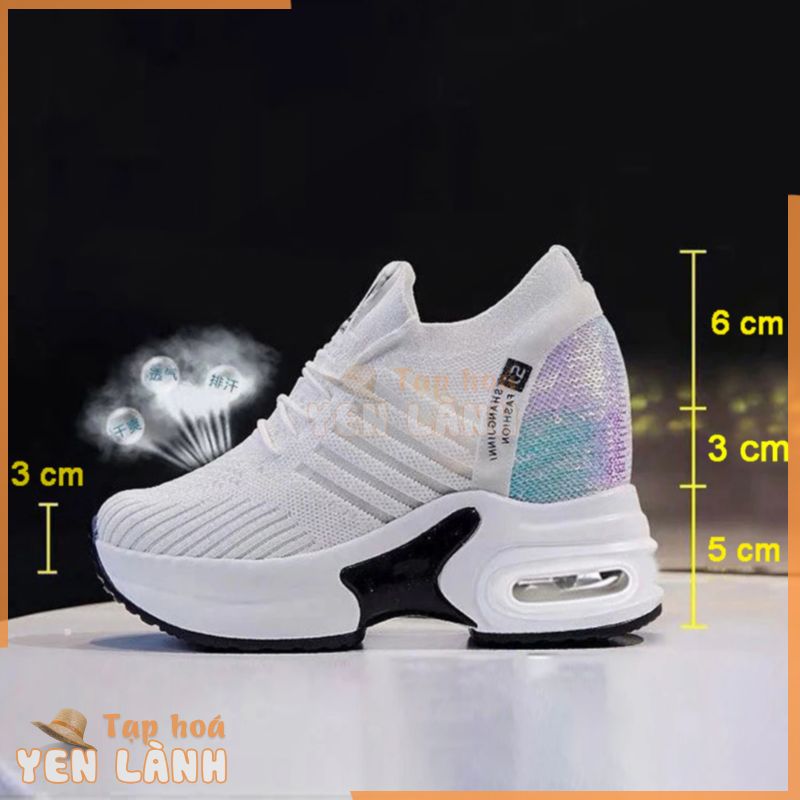 [giá sỉ-Hàng nhập] giày thể thao nữ đế độn cao 8cm lấp lánh, giày sneaker nữ tăng chiều cao,thoáng khí hàng nhập cao cấp