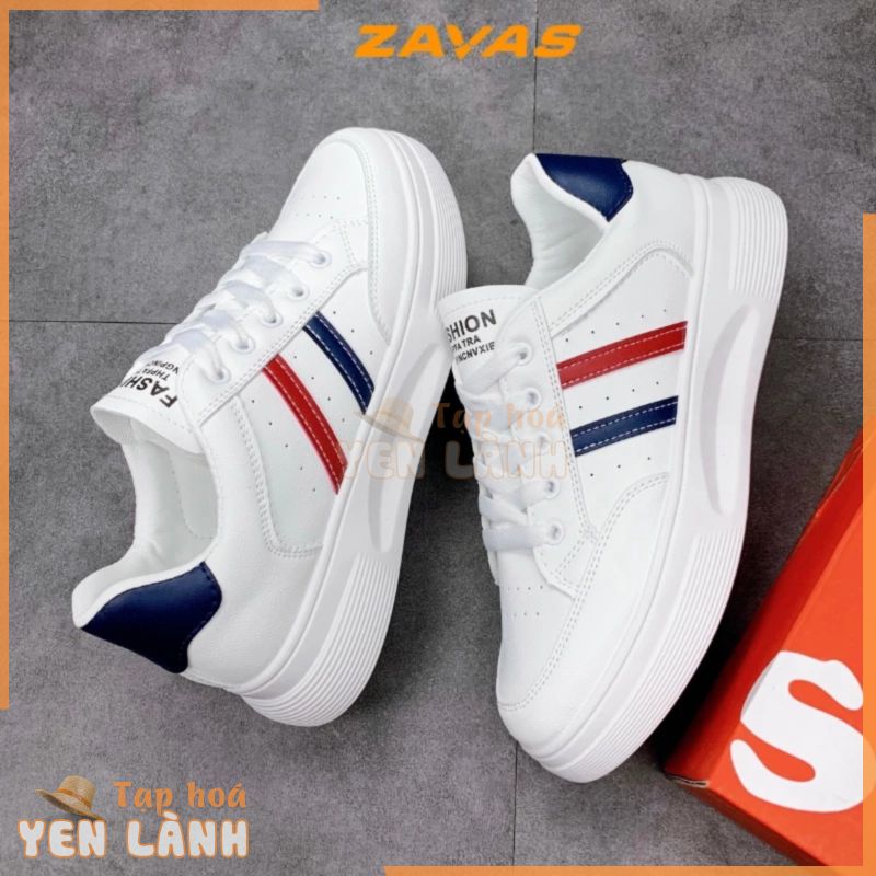 Giày thể thao sneaker nữ ZAVAS đế cao 4cm màu trắng bằng da form giày gọn gàng mang êm chân S411