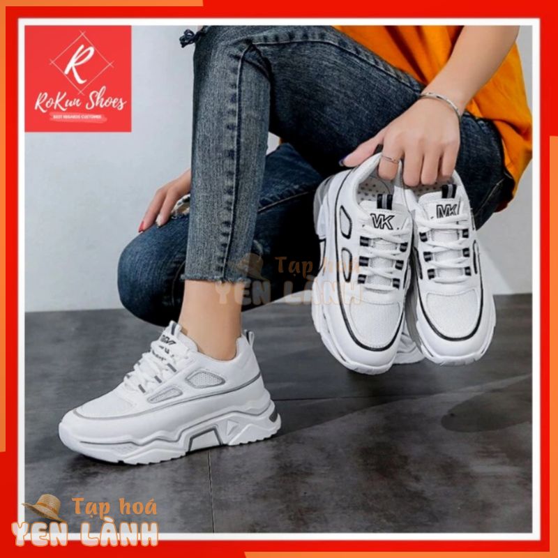 [LOẠI 1] Giày thể thao nữ Ulzzang nữ MK độn đế êm cao 6cm vải mềm thoáng chân dễ phối đồ 2 màu đơn giản đen/trắng Hot