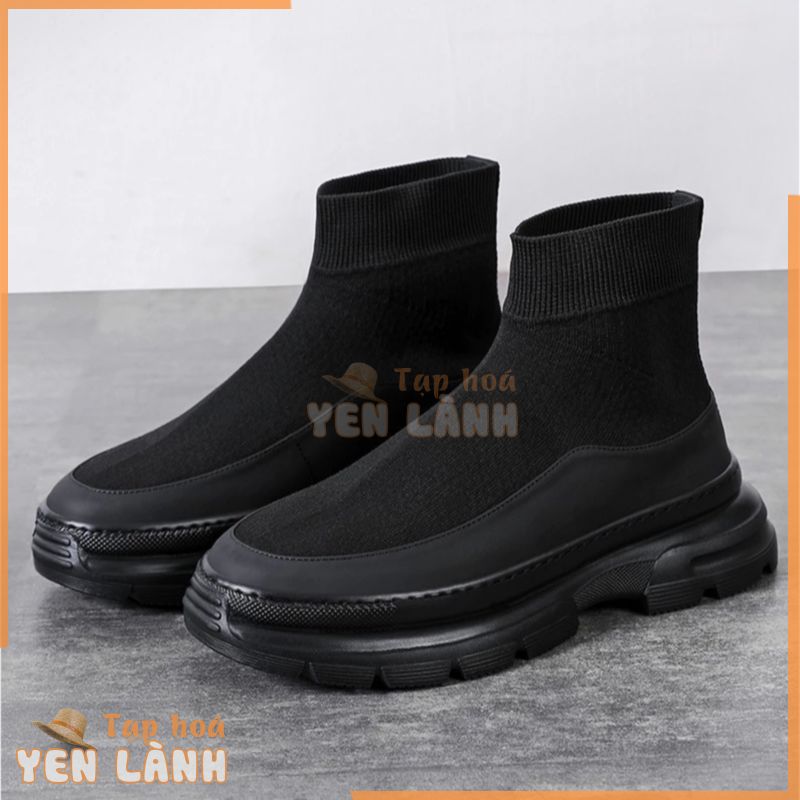 Giày thể thao nam sneaker The Jinx bản vải len tăm phối da cao cấp cổ cao 6816