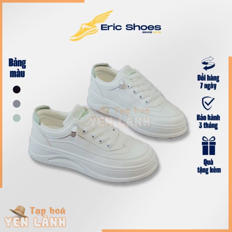 Giày thể thao basic nữ FGON không buộc dây, Sneaker trắng đế độn 3 phân dây thun