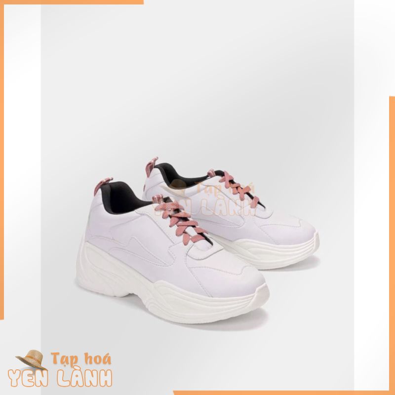 Giày Thể Thao 7cm Sneaker Nữ JUNO Năng Động TT07001 ( Trắng dây hồng – Size 36)