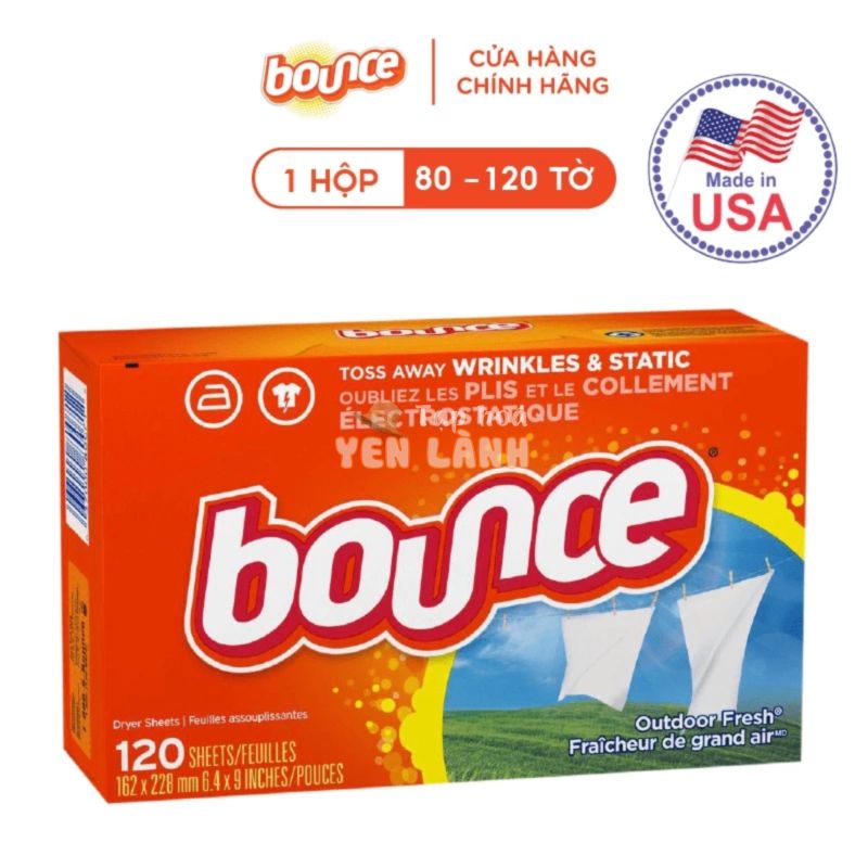 (Hàng nhập khẩu USA) Giấy sấy thơm quần áo Bounce Sheets Outdoor Fresh