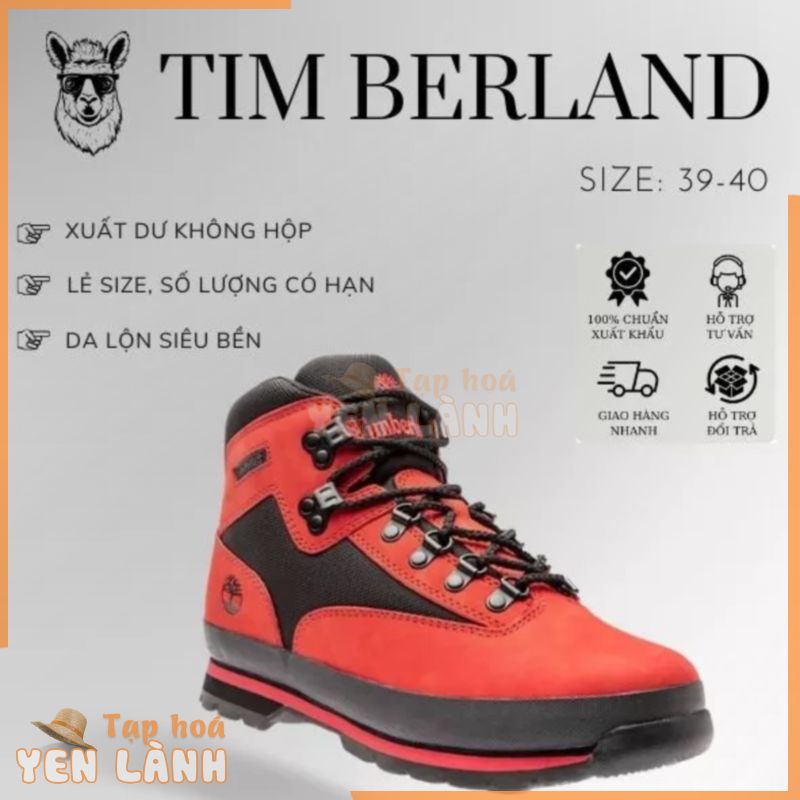 (Bị dính keo nhẹ) GIÀY NAM Timberland đỏ 39 Chất lừ xả tổng kho xuất dư HCM .