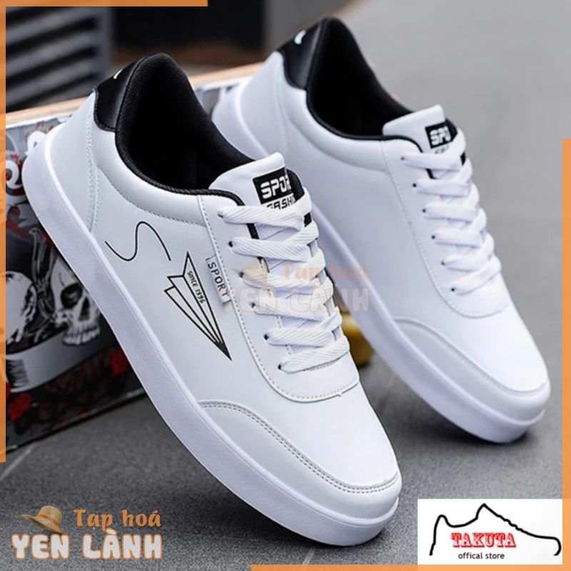 Giày nam sneaker thể thao màu trắng cổ cao cho học sinh phong cách Hàn Quốc – KHO GIÀY 68 (KG23)