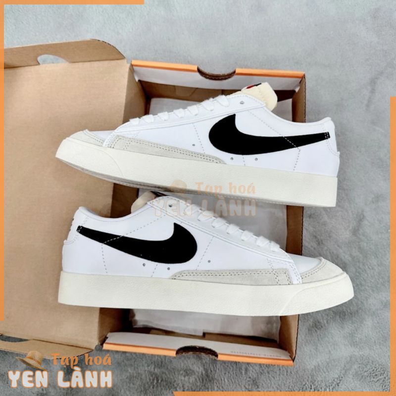 Giày Blazer Mid 77 low, Vintage White Black, Giày sneaker blazer Nam Nữ Trắng Đen Cổ Thấp, Cổ Cao Thể Thao Full Box Bill