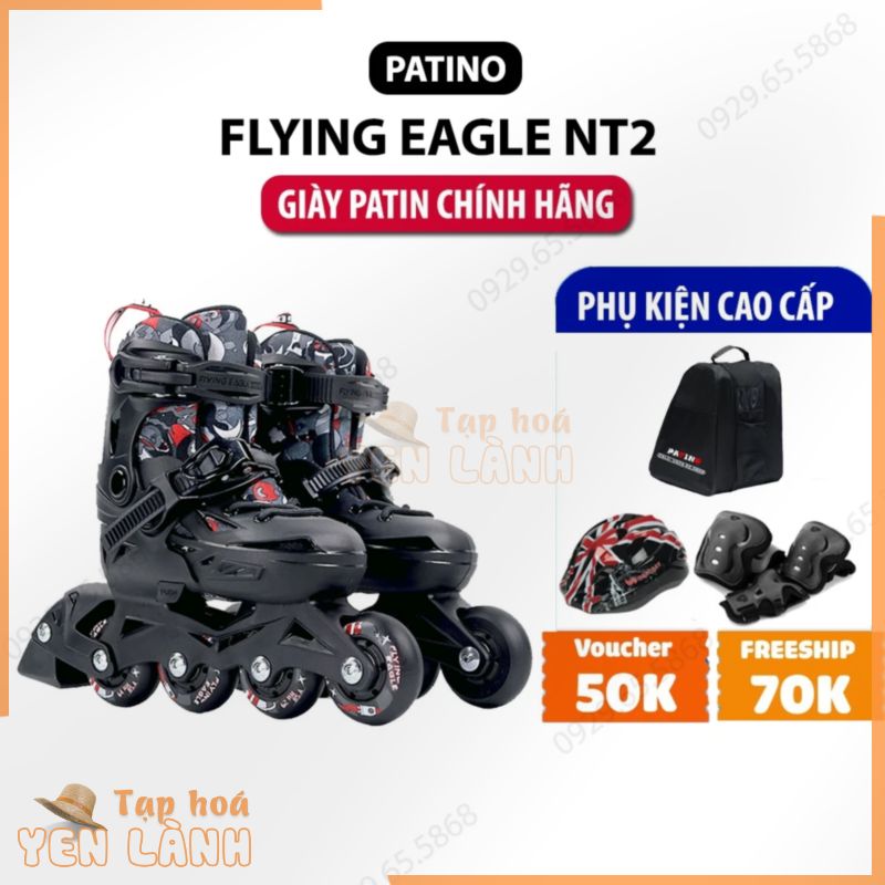 Giày trượt patin Flying Eagle NT2 bánh cao su kèm khóa bánh hỗ trợ tập patin cho trẻ em – PATINO