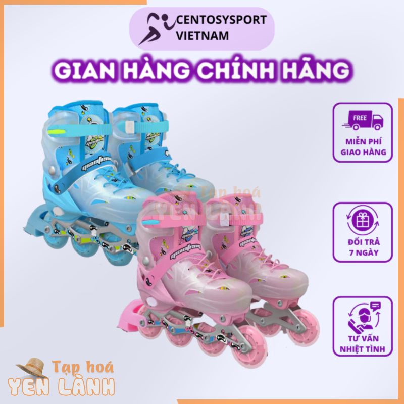 Giày patin trẻ em [Centosy] Qiaofeng Baby có 8 bánh đèn phát sáng, form nhựa chắc chắn