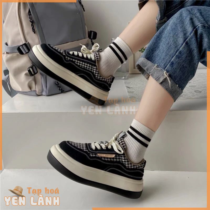 (Hỏa tốc) Giày ulzzang đế  bánh mì họa tiết caro order Taobao-dd25