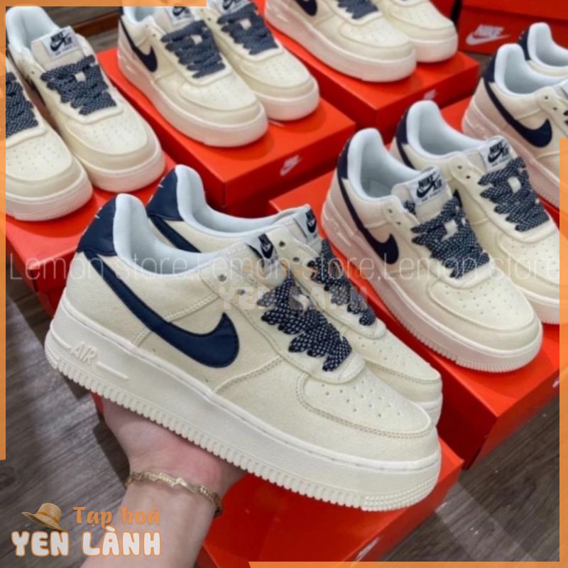 Giày Air AF1 Force 1 Vải Canvas Navy, Giày thể thao AF1 vệt xanh navy thiết kế cưc chất phối đồ nam nữ hot trend