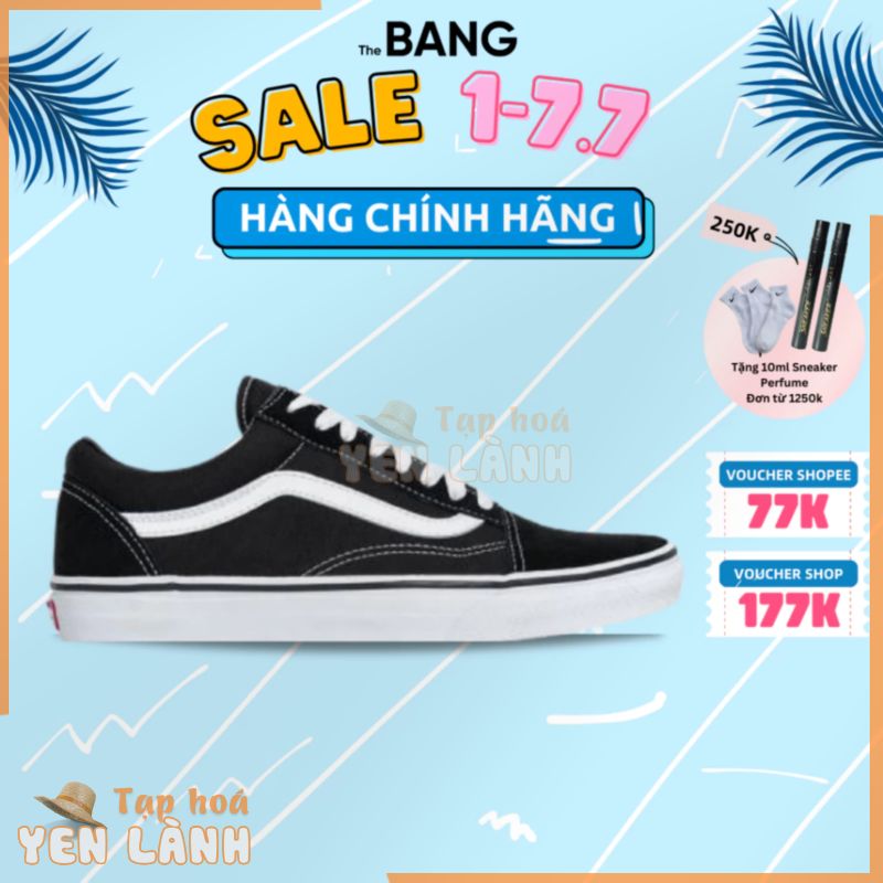 [Chính Hãng] Giày Vans OLD SKOOL Basic cho nam nữ, Đen Trắng Cổ Điển, Van Đen, Vans REAL fullbox, The Bang Sneaker