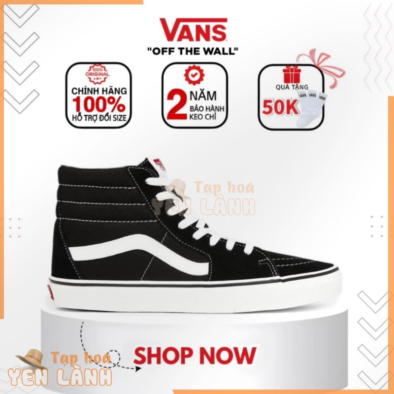 vans sk8 cao cổ CHÍNH HÃNG nam nữ,giày vans đen trắng cao cấp full box