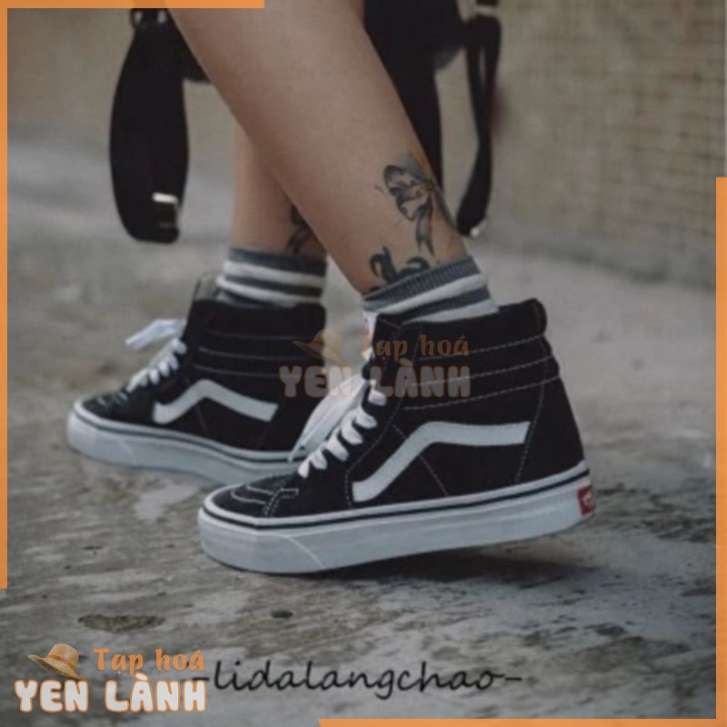 Giày nam VANS Giày nữ vân sĩ Giày Sk8-hi màu đen và trắng cổ điển cao cấp đôi vải trượt ván VN-0D5IB8C