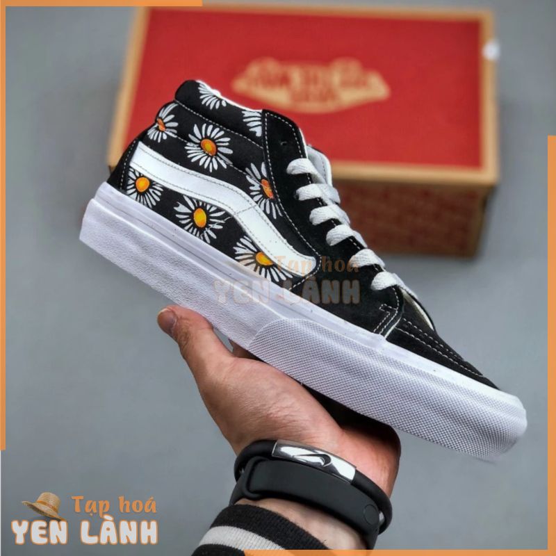 Giày thể thao thông thường in hình giữa hoa cúc Vans SK8 Mid Daisy