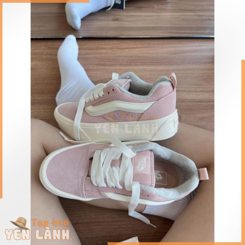 [ Chính Hãng ] Giày Sneaker Nữ Vans Knu Stack ‘Pink’ VN000CRSBMC màu Hồng Nhạt Phấn Pastel Đế Cao | Rivera Authentic