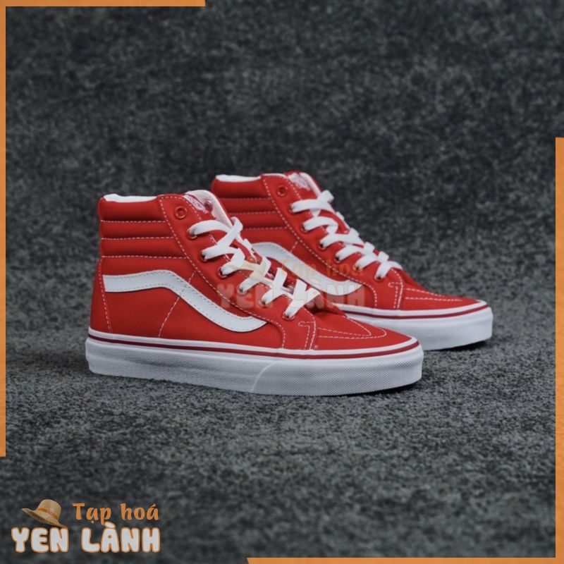 Giày Thể Thao VANS SK8-Hi Vải canvas Cổ Cao Màu Đỏ Phong Cách Cổ Điển Thời Trang Cho Nam Và Nữ-2023