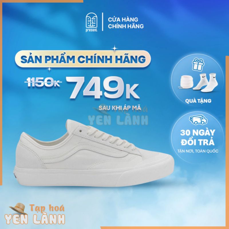 Giày Vans Style 36 Decon chính hãng màu xám kem Marshmallow Grey cho nam nữ, fullbox Present Original Sneaker