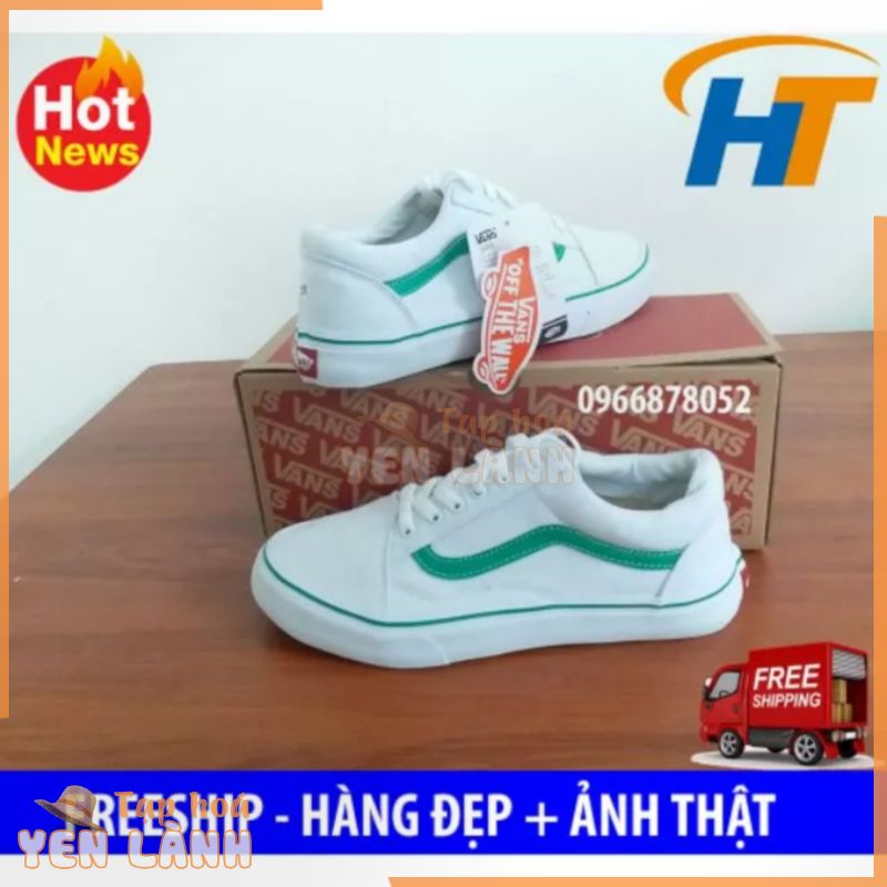 ⚡[SALE OFF] Giày thể thao vans old skool trắng sóng xanh lá