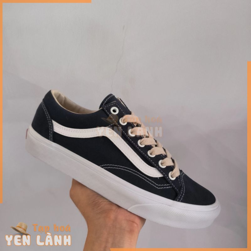 Giày Vans Old Skool xanh đen dây khaki bảng to