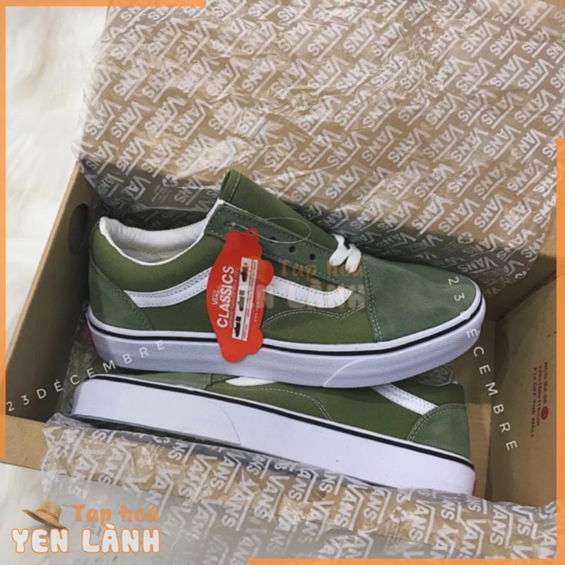 [Ảnh thật+Video] Giày Sneaker Vans Old Skool Xanh rêu siêu độc lạ