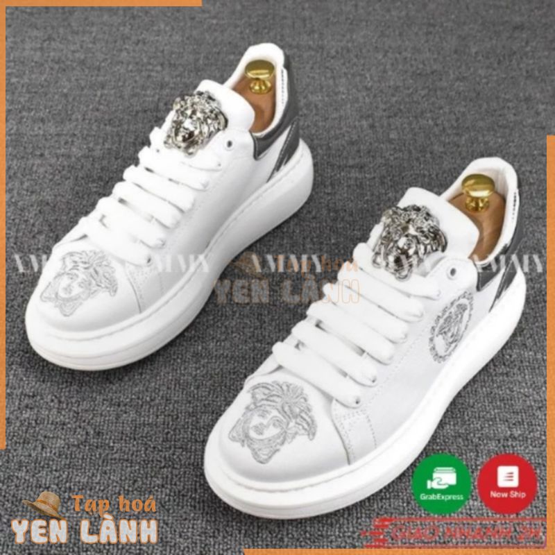 Giày versace nam nữ Ammy 2 màu đen trắng, giày thể thao cổ thấp tăng chiều cao AM09