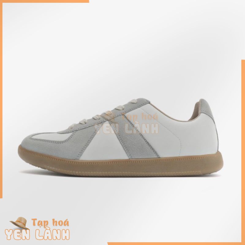 Giày Domba Germany Trainer Trắng-Xám nhạt (White – Light Grey) GT-8123 Nam Nữ  – Phối Đồ Đa Dạng (Váy, Crotop, Quần Jean