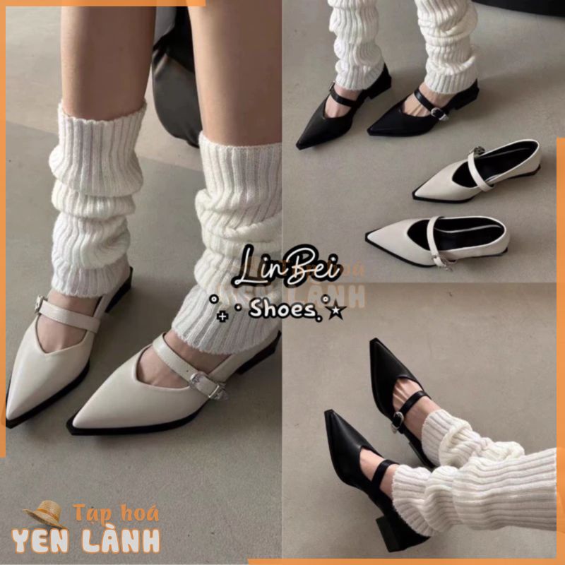 (Hoả tốc SG) Giày mũi nhọn chất da cao cấp quai mảnh ngang ballet xinh xắn basic dễ mix đồ cho nữ