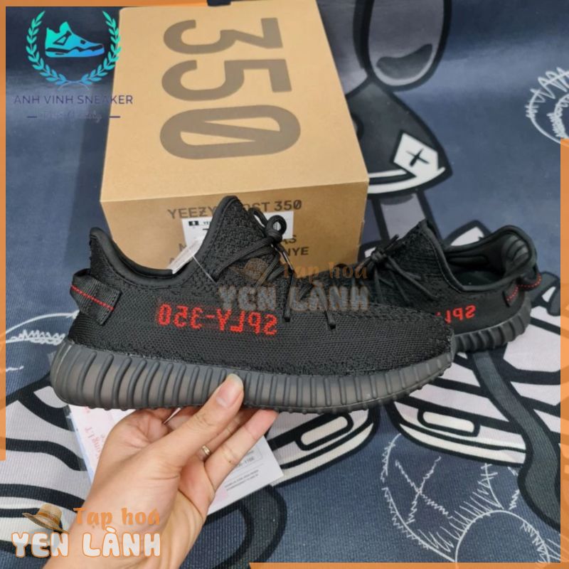 Giày yeezy 350v2 màu đen đỏ đế boost êm siêu nhẹ thể thao nam nữ yz350v2 black red