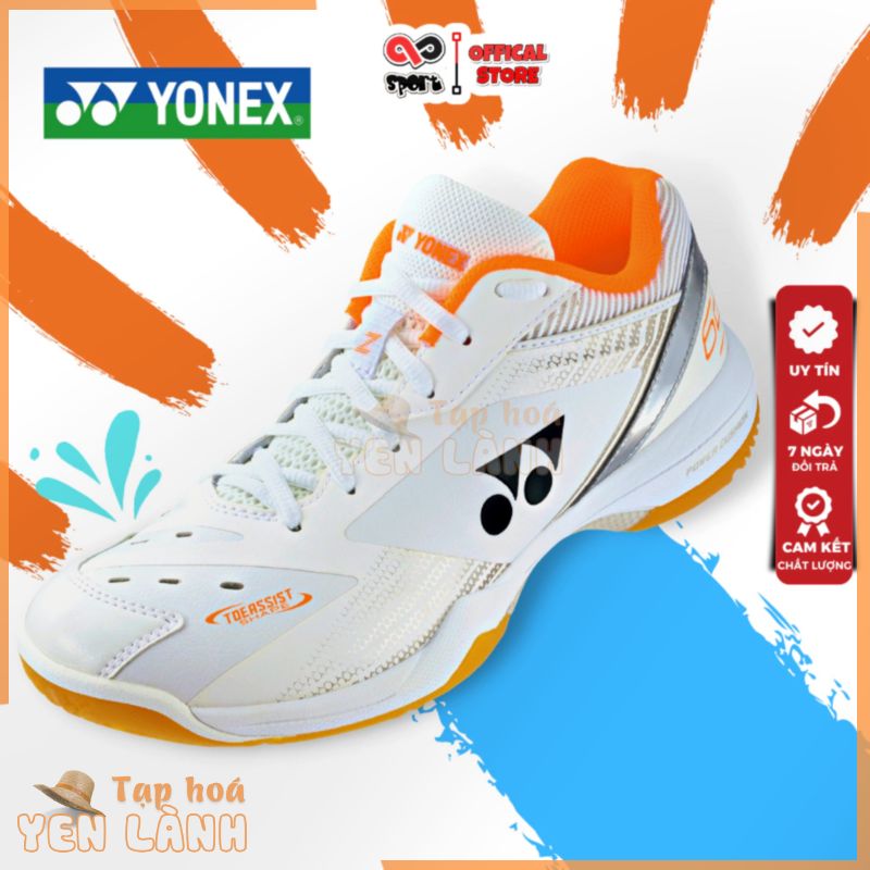 Giày Cầu Lông Yonex Nam Nữ SHB 65Z3 Wide Cao Cấp, Siêu Nhẹ Thoáng Khí, Thoải Mái Khi Sử Dụng_Màu Trắng Cam