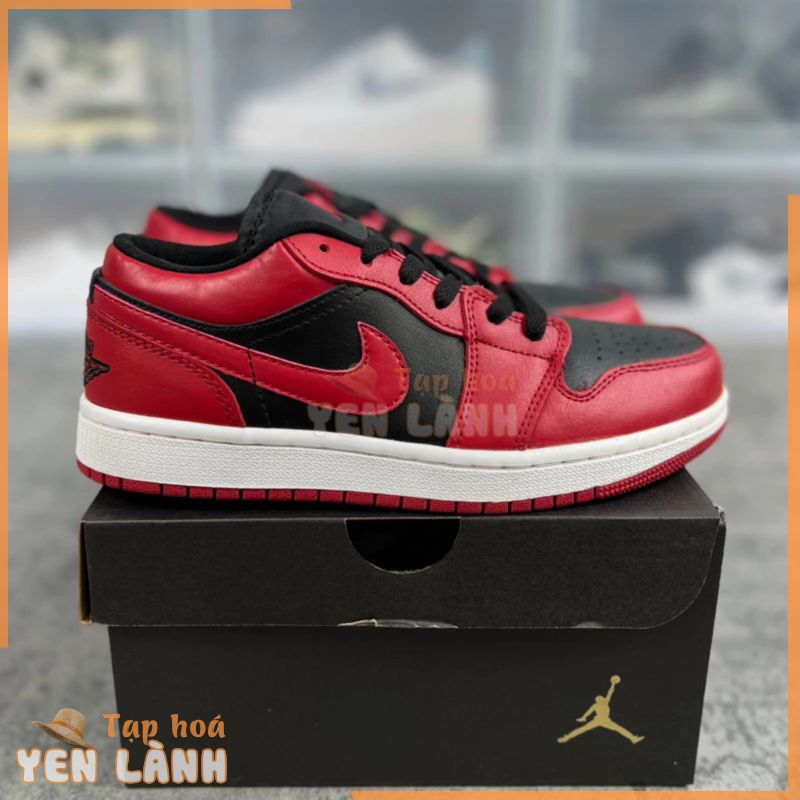 [Young Sneaker + Tặng Box bảo vệ giày] Giày thể thao Jordan 1 Low Reverse Bred, Đỏ Đen Cổ Thấp